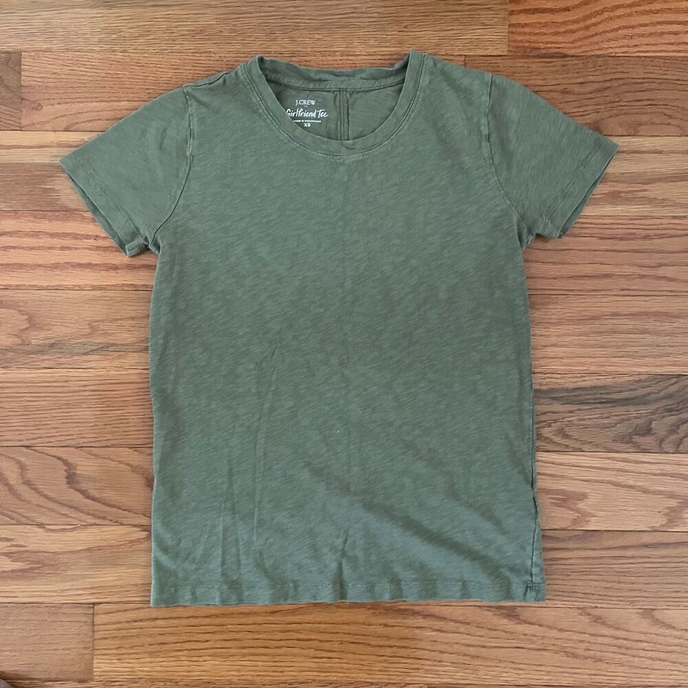 J.Crew Factory Girlfriend Tee Womens XS Green Short Sleeve Crewneck T-Shirt Top